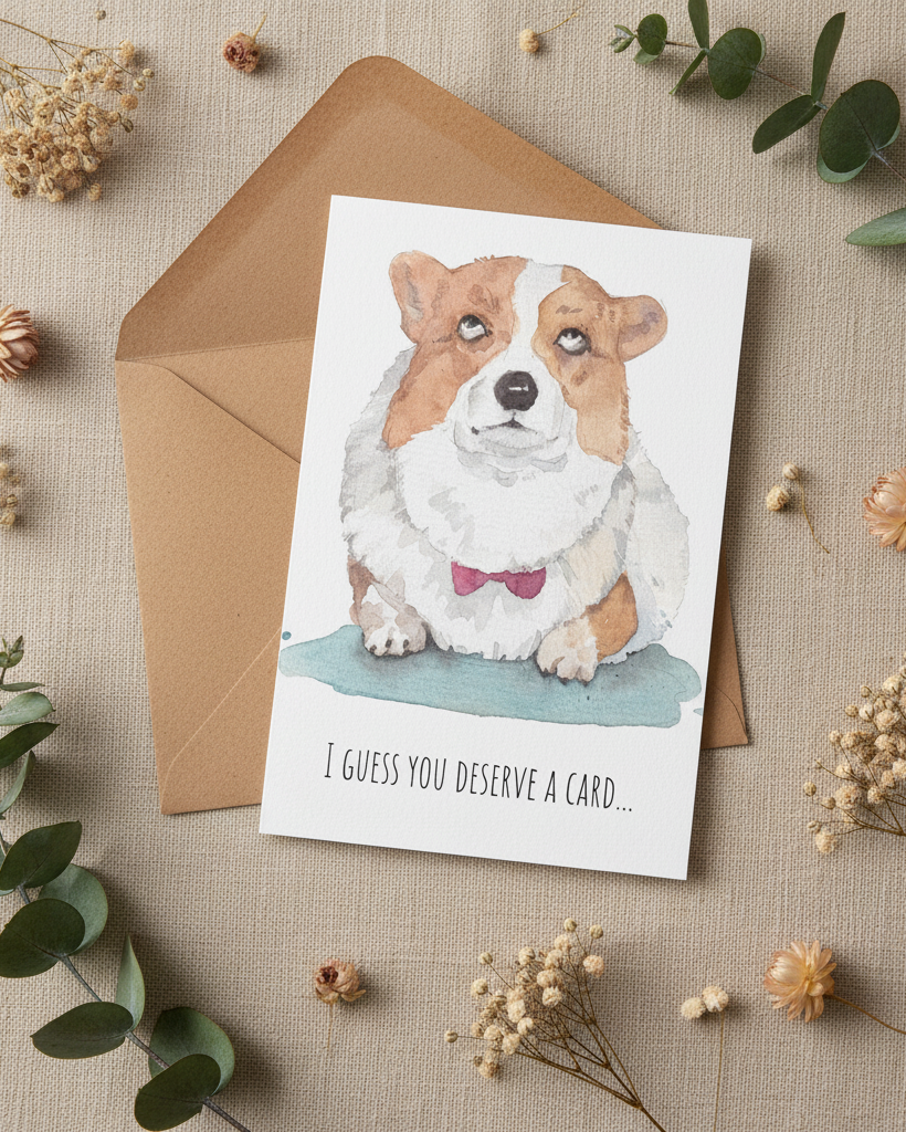 Corgi Card - With Plants and Texture