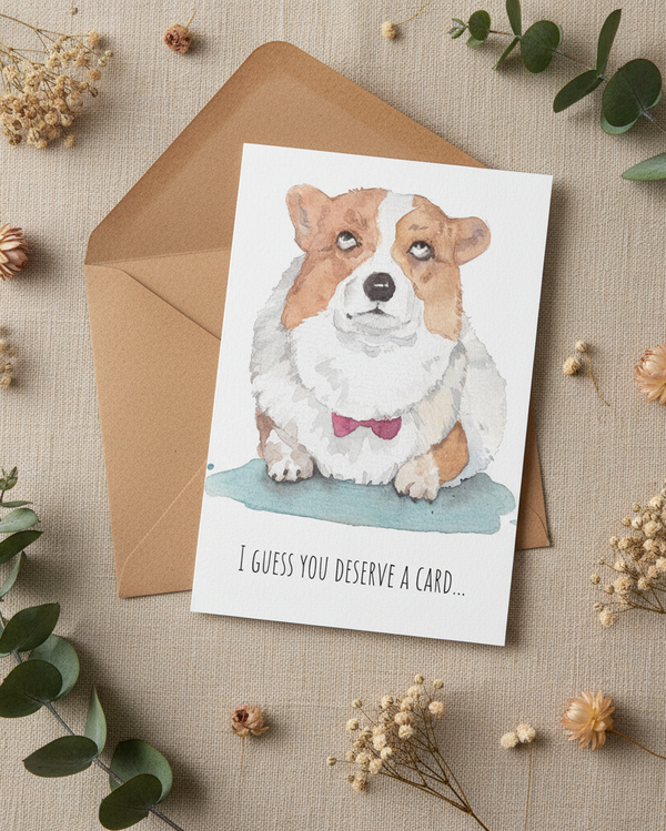 Corgi Card - With Plants and Texture