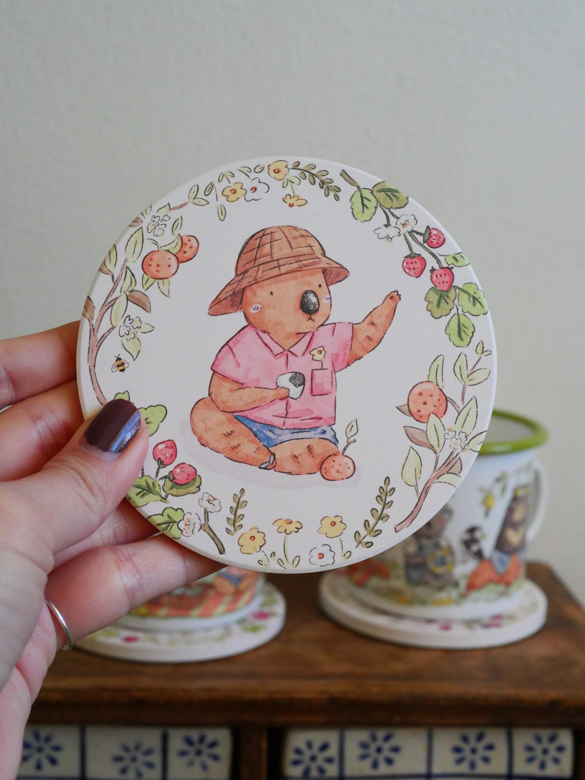 Ceramic Absorbent CoasterTea Coaster | Mr. Otter's Picnic