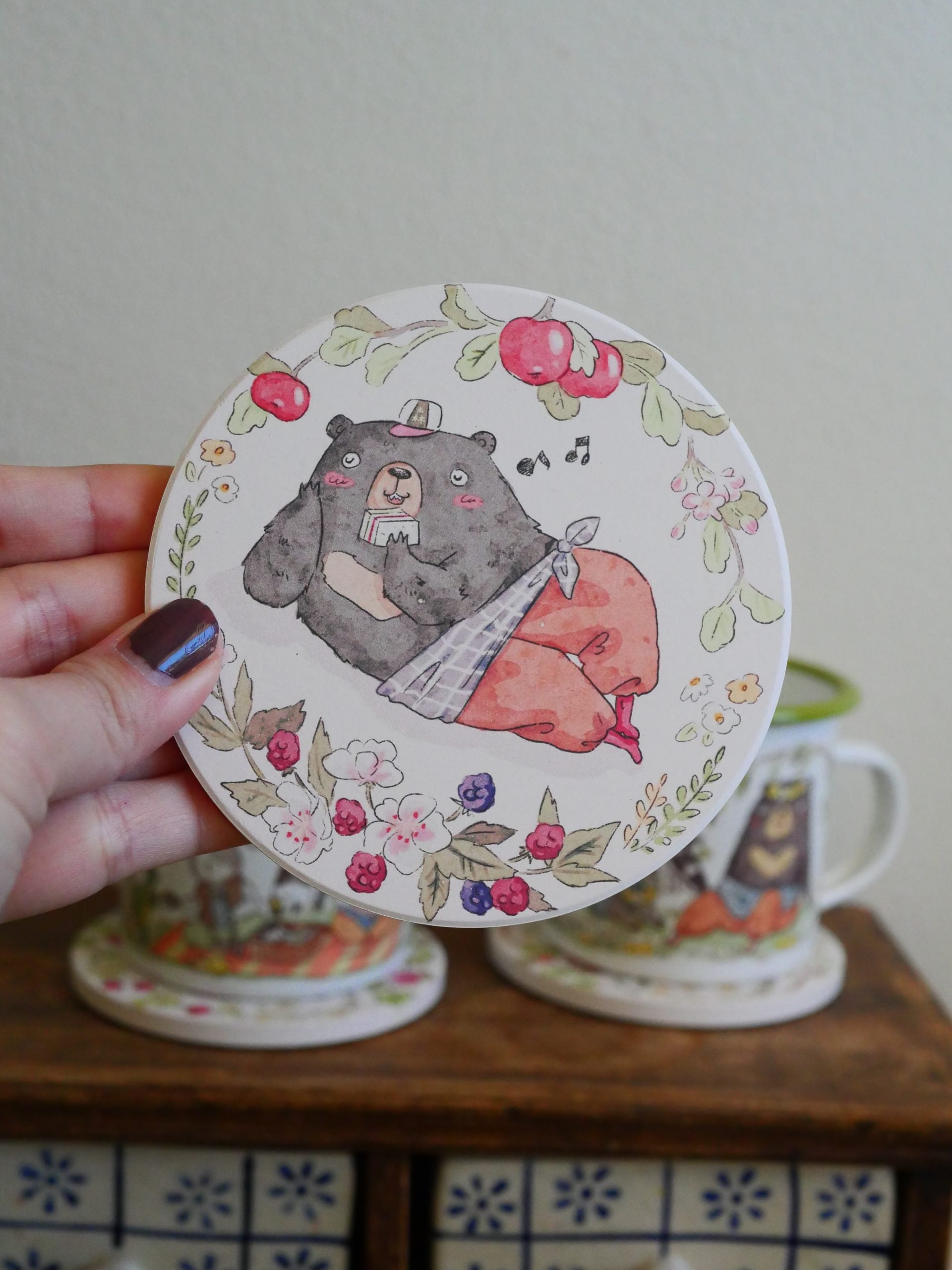 Ceramic Absorbent CoasterTea Coaster | Mr. Otter's Picnic