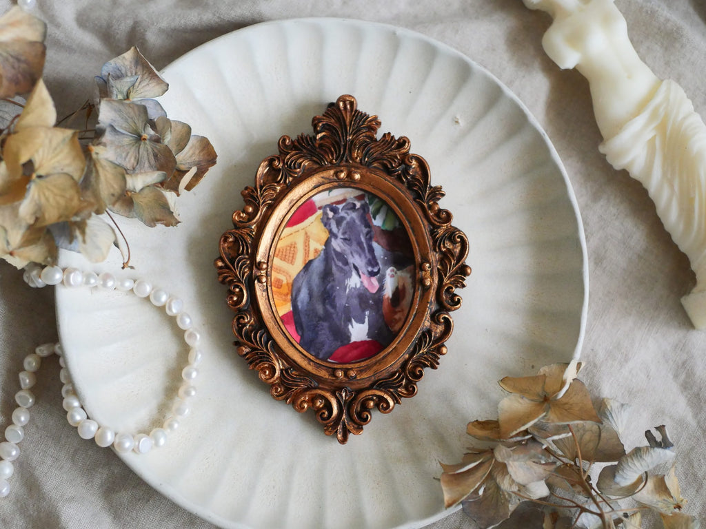Vintage mini framed art | greyhound