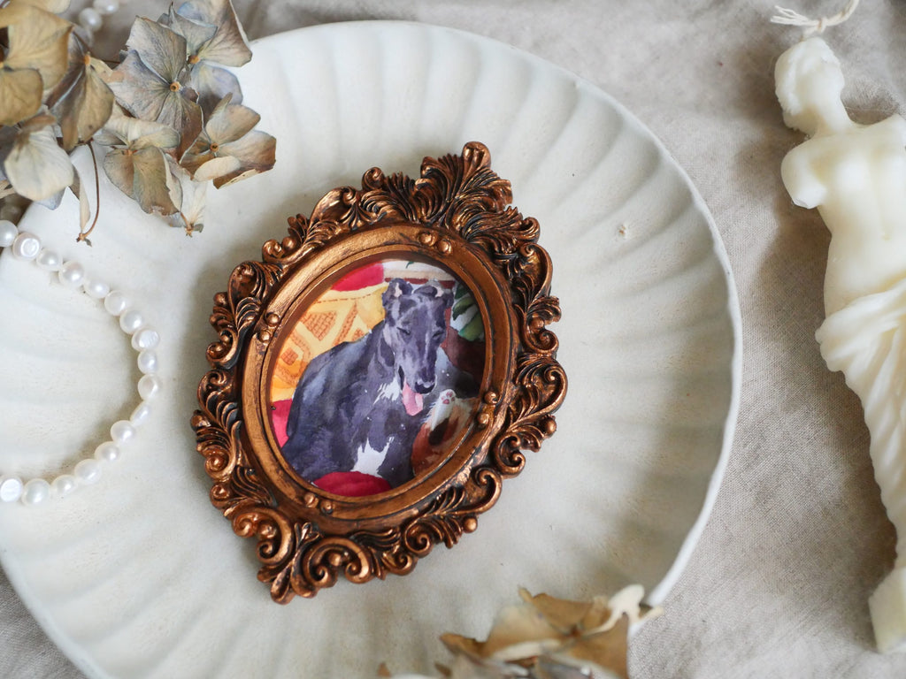 Vintage mini framed art | greyhound