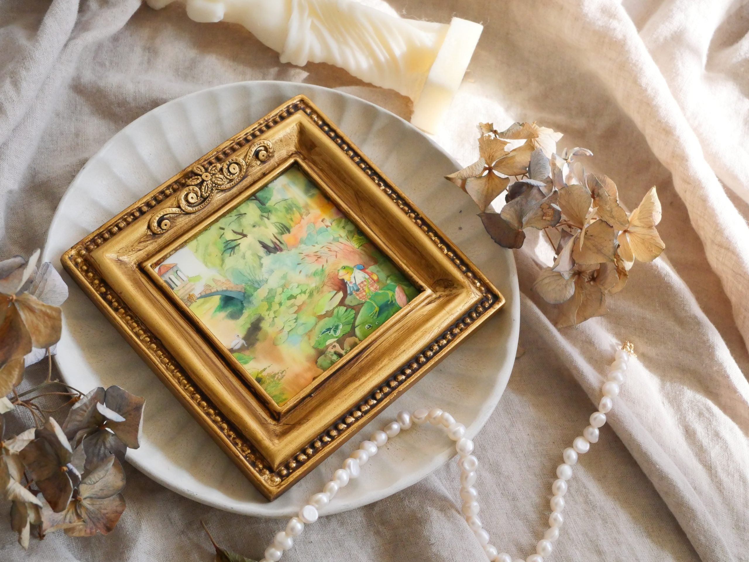 Vintage mini framed art | Froggy