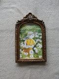 Miss cat in daisy garden | Print vintage framed