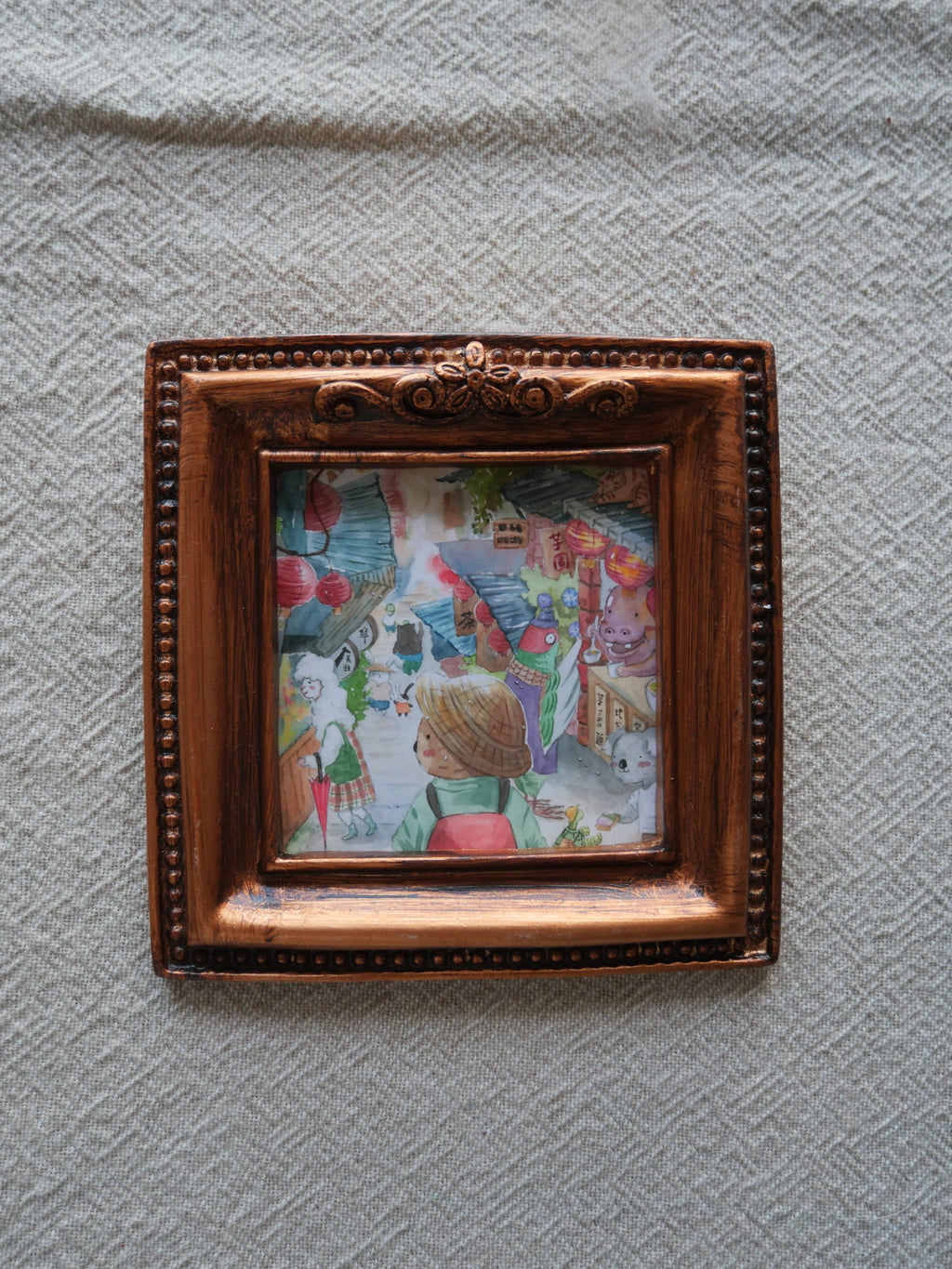 Jiufen Taiwan| vintage mini framed cute animal art print