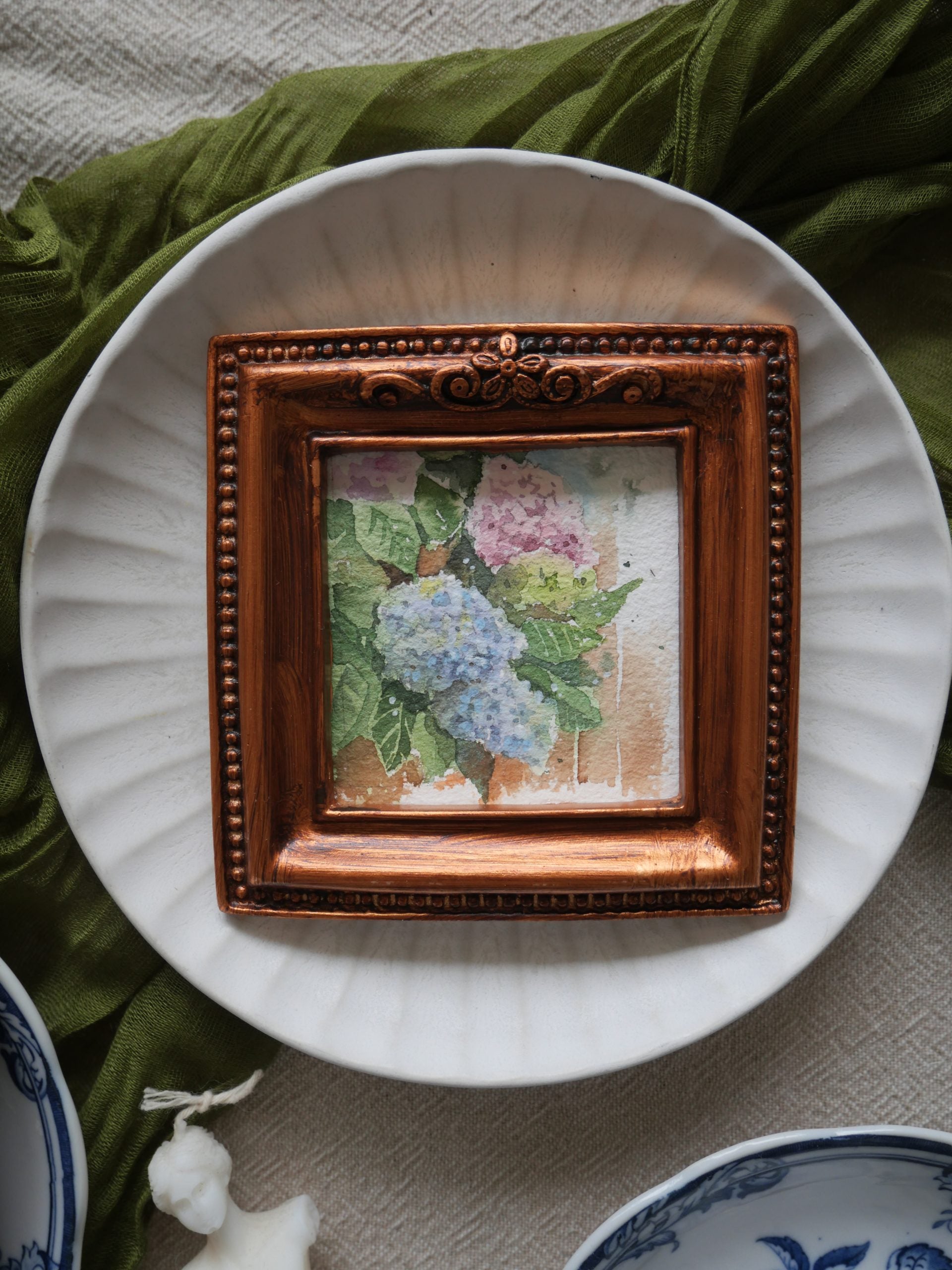 Hydrangeas | watercolour mini framed art