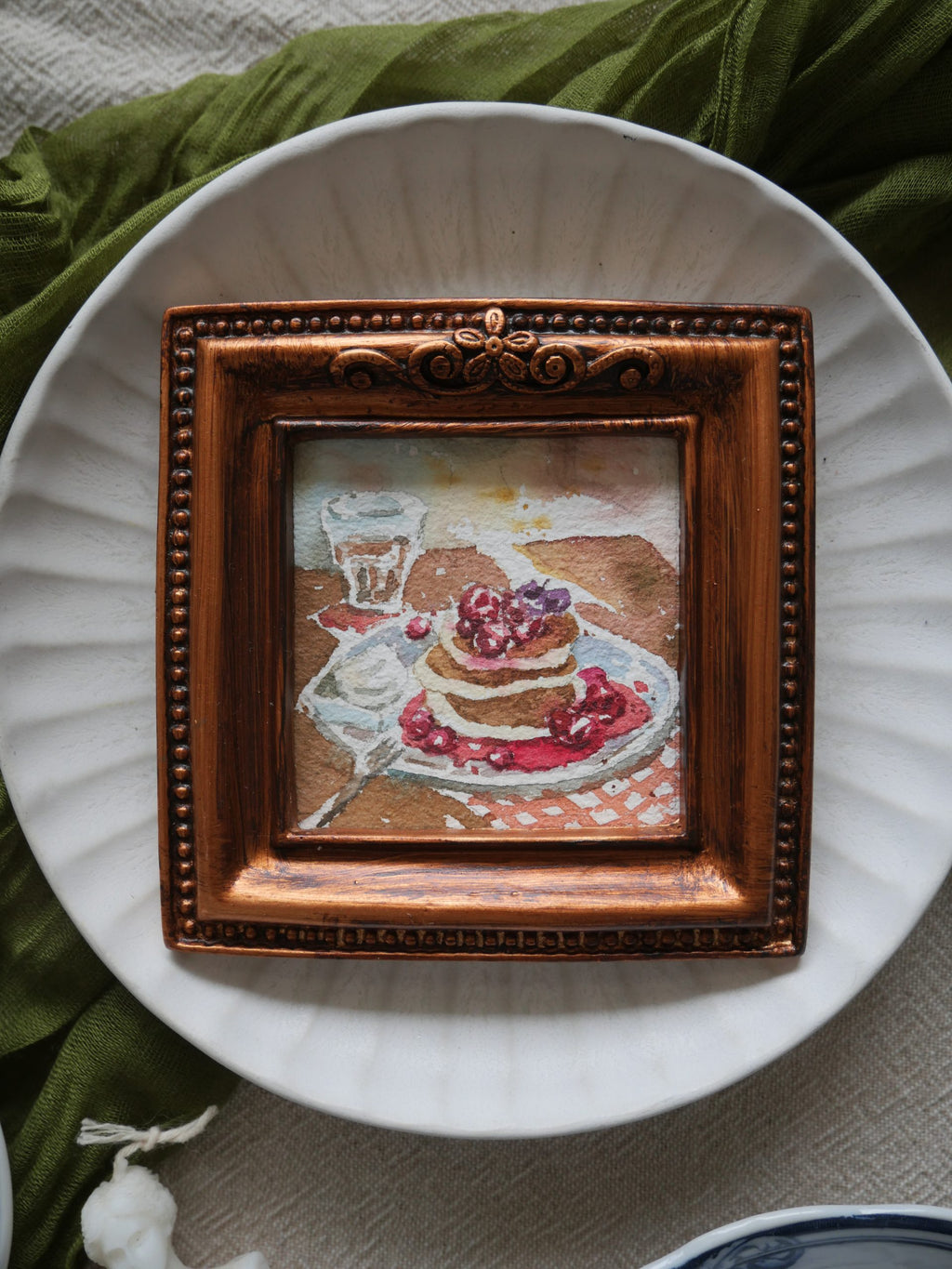 Pancake | watercolour mini framed art