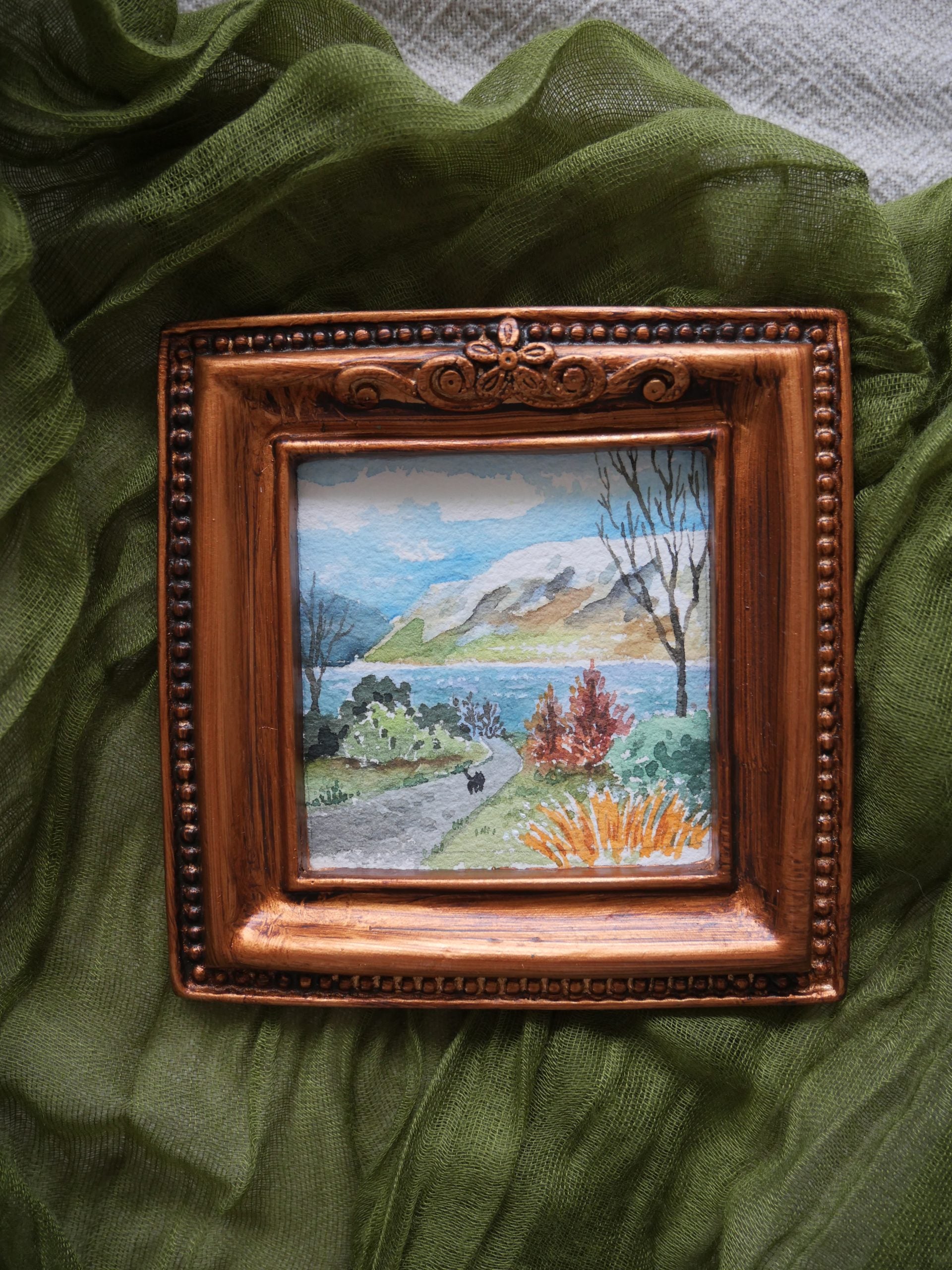 Queenstown mountains | watercolour mini framed art
