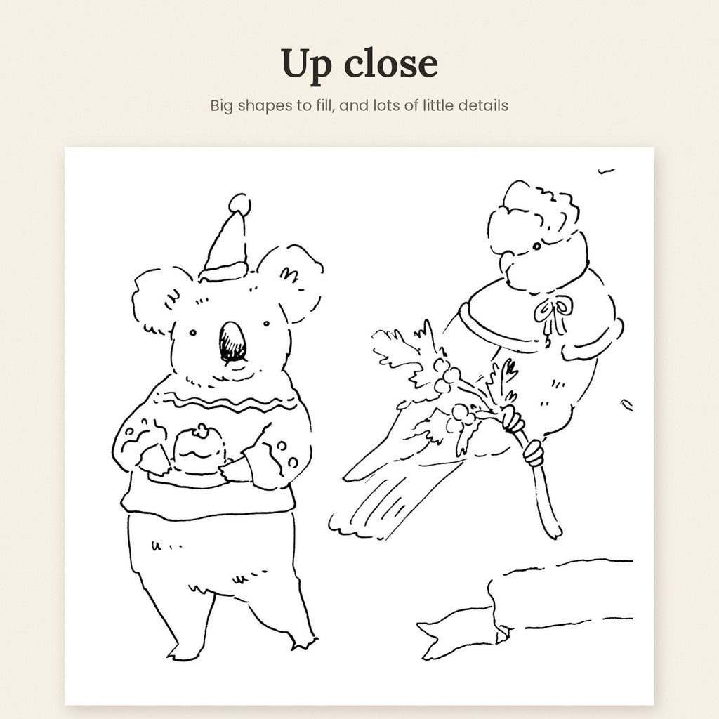 Christmas Australian animal colouring sheets X 3 bundle | suits for watercolour