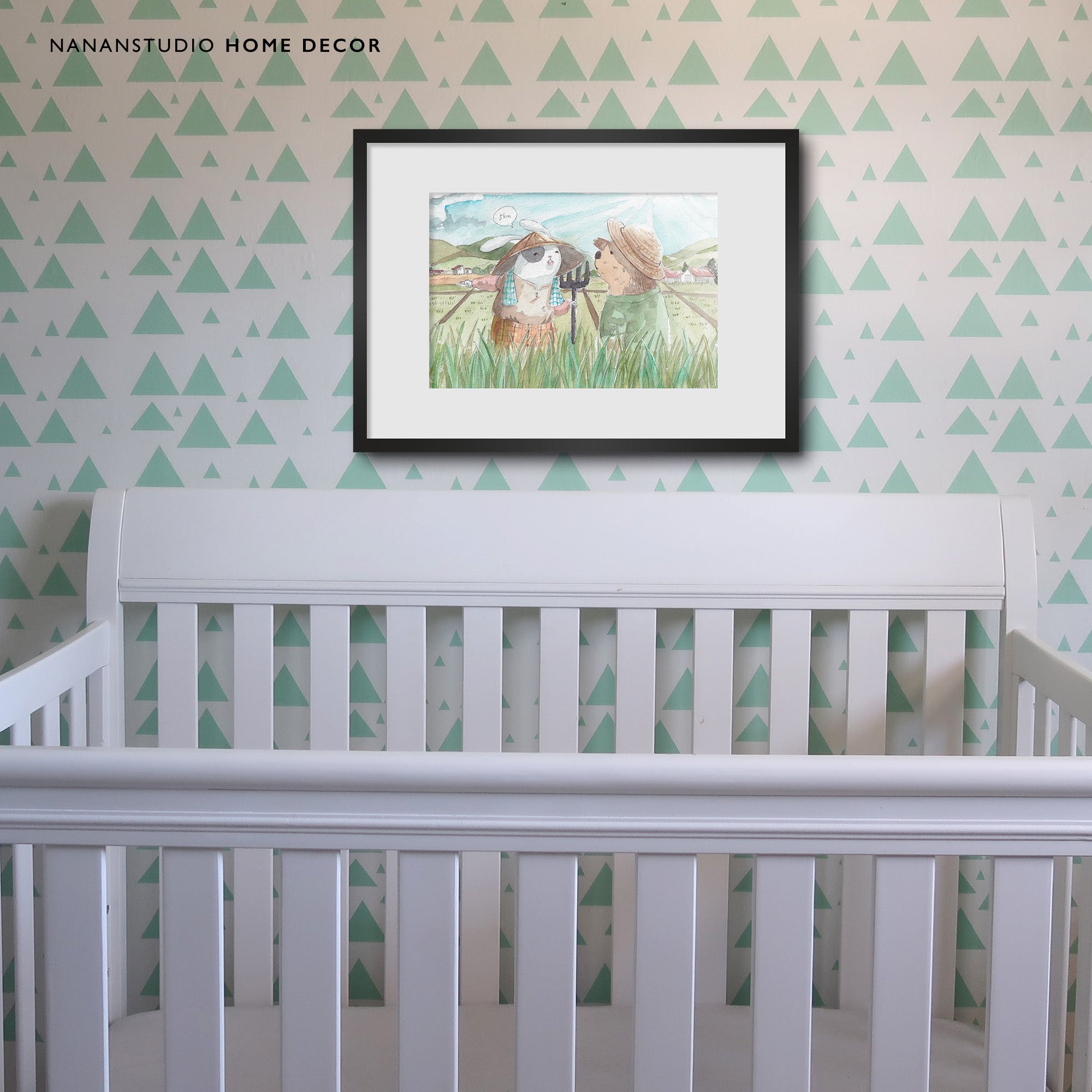 Mr. Rabbit print held in hand to show scale