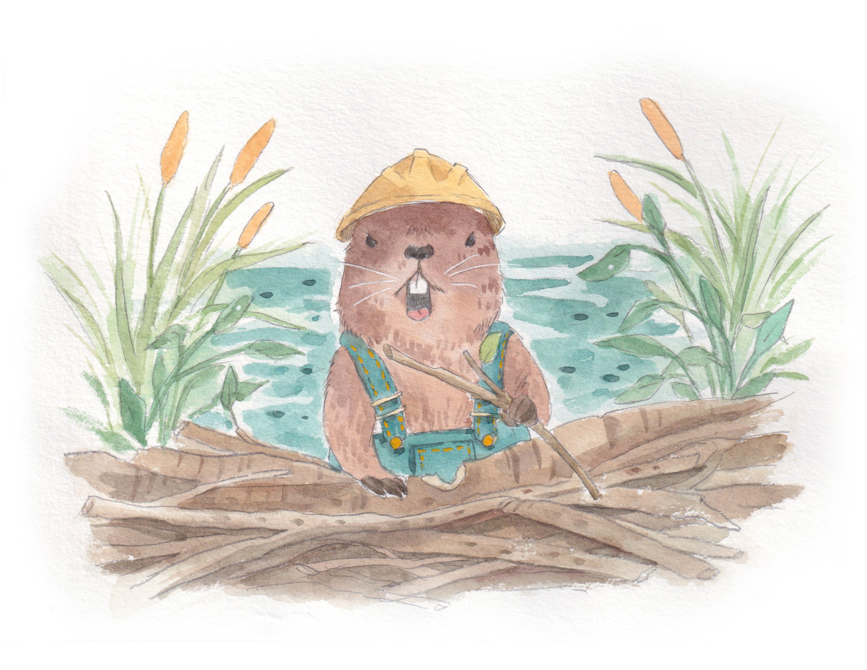 Mr. Beaver A5 art print