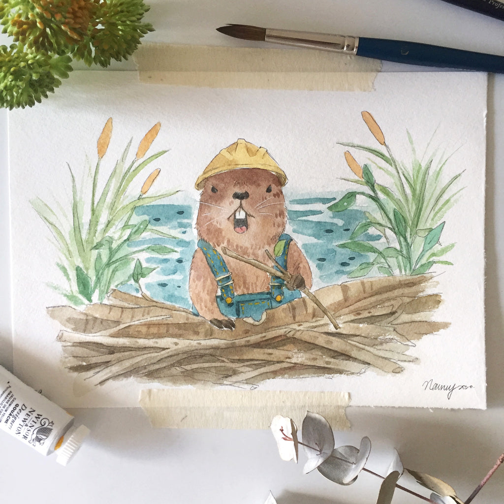 Mr. Beaver A5 art print