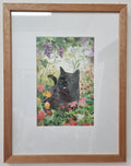Black cat and ladybug | Original Watercolour Painting