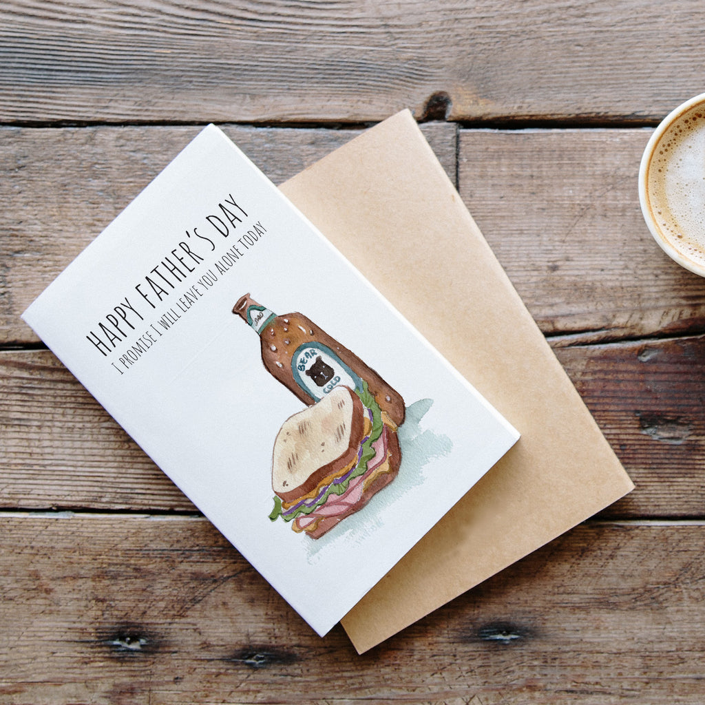 Funny father's day card | Sandwich and beer