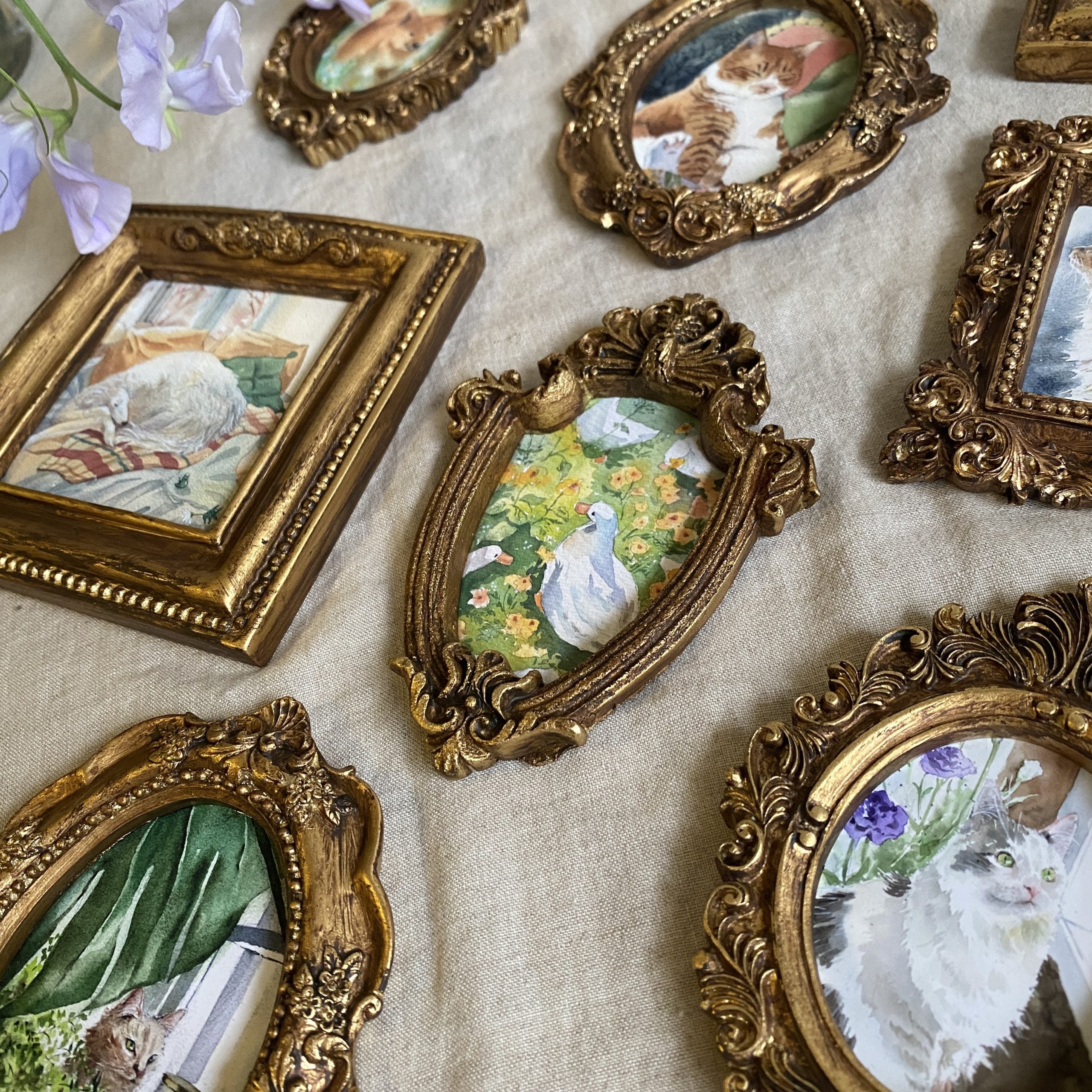 Vintage mini framed art | Froggy