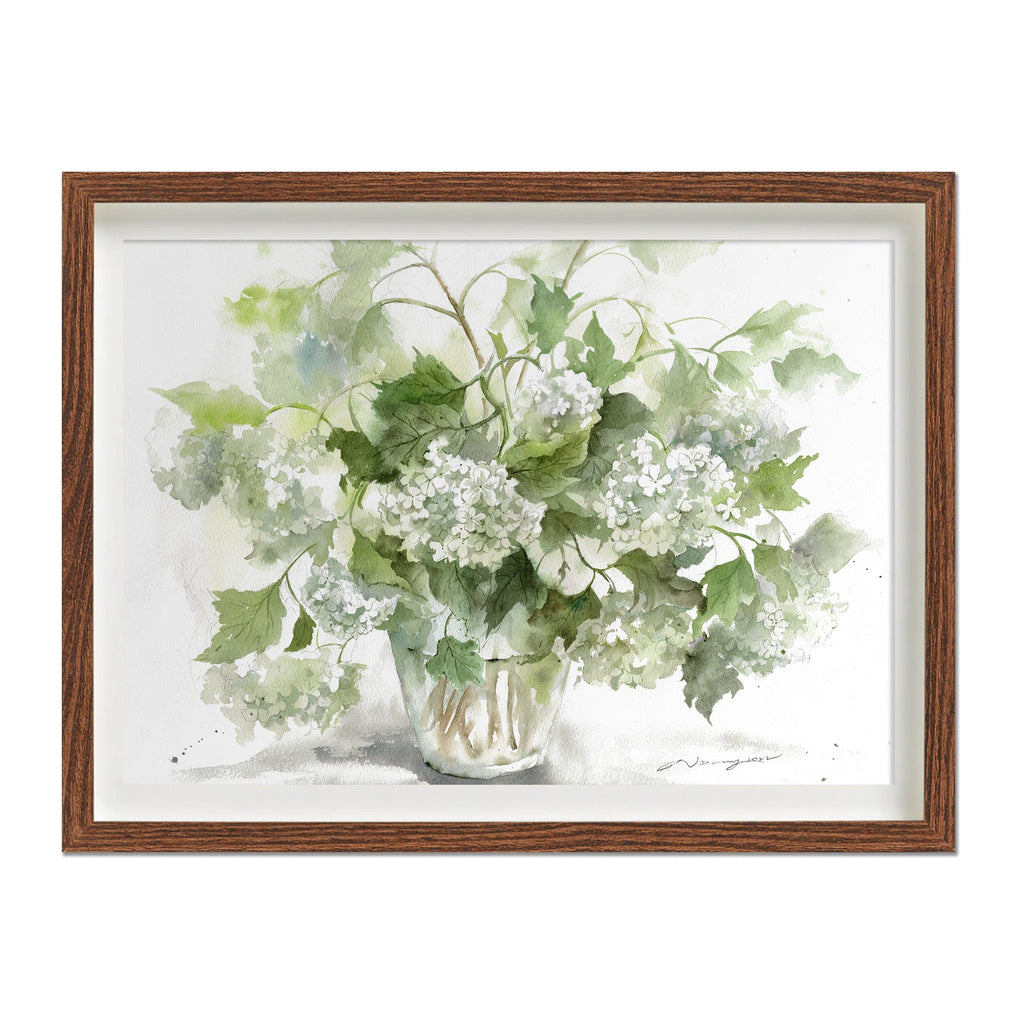 Snowball Hydrangeas Watercolour Art Print