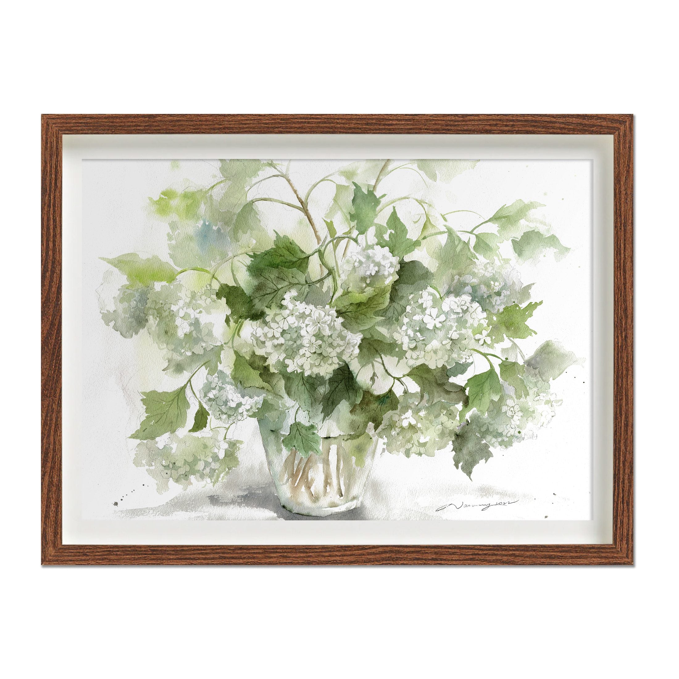 Snowball Hydrangeas Watercolour Art Print