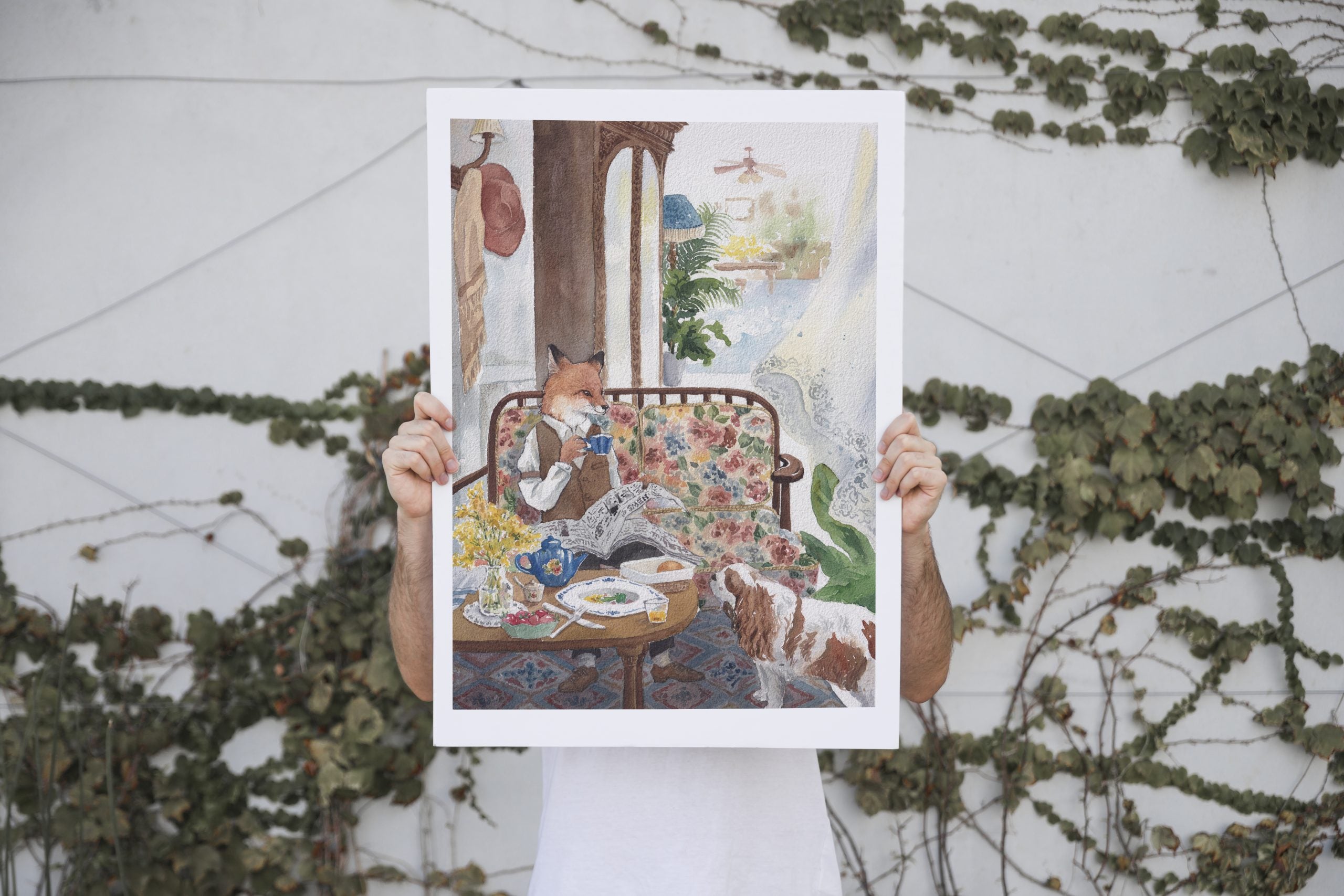 Mr. Fox's elegant life print framed in a room setting