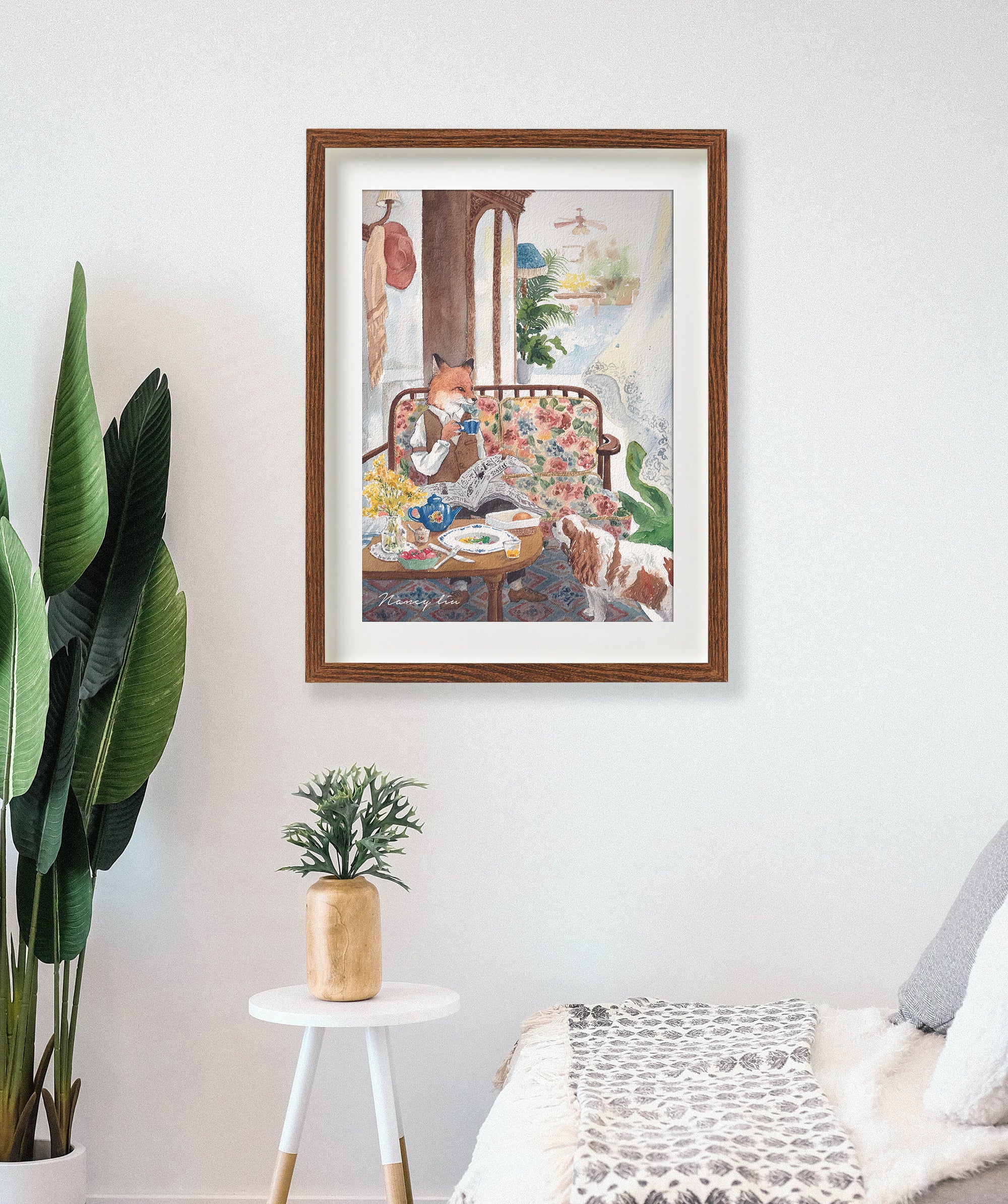 Mr. Fox's elegant life print framed on a wall