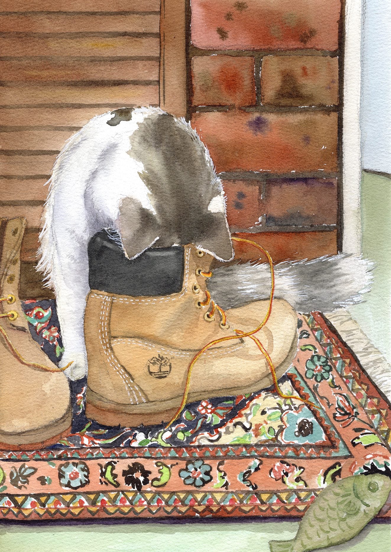 Smelling the Boot | Original Watercolour Painting