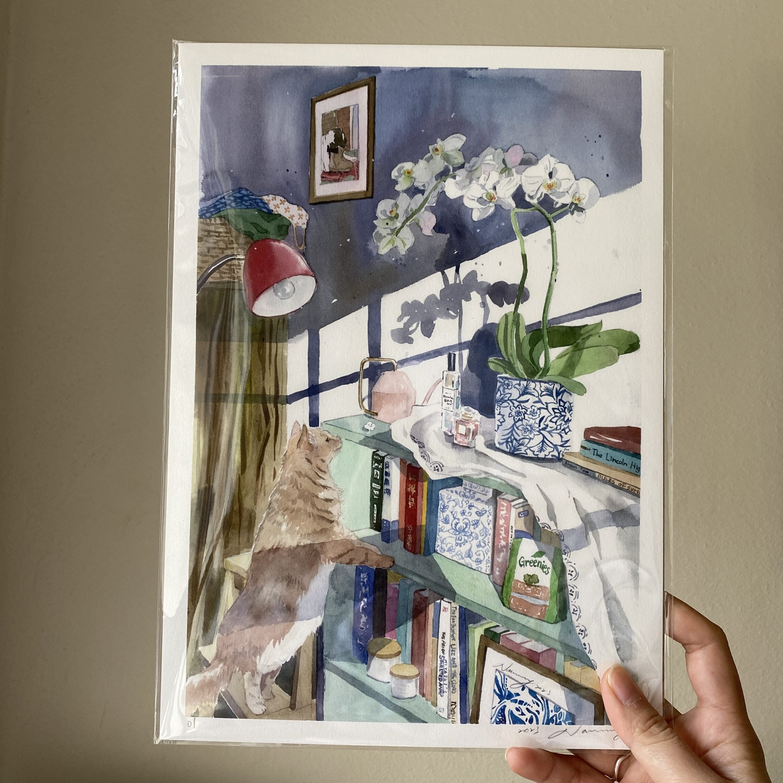 Watercolour Corgi afternoon watch - Giclée Art Print