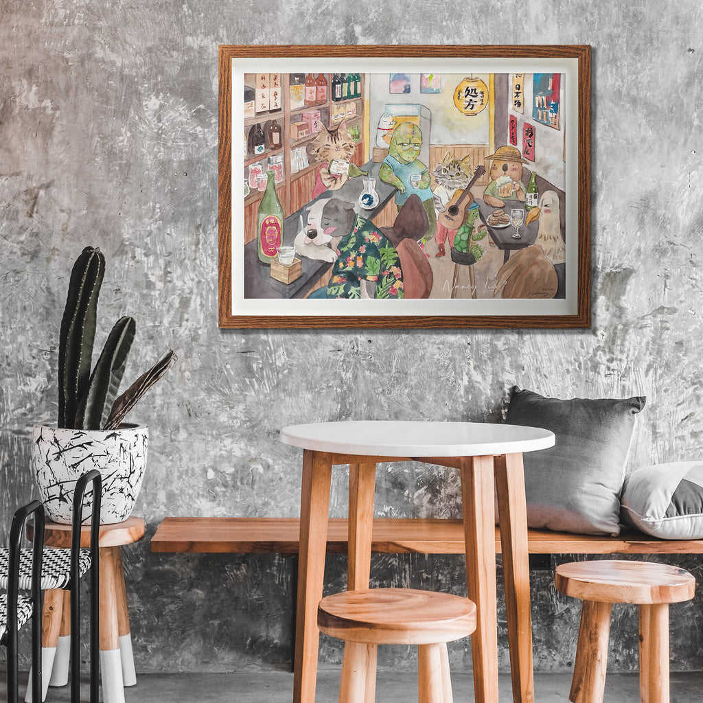 Mr. Otter's Friday night print framed on a wall