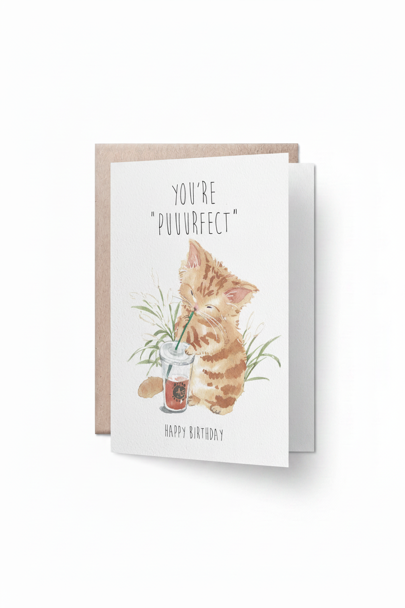 Birthday Kitten Card - Santa Cat Size