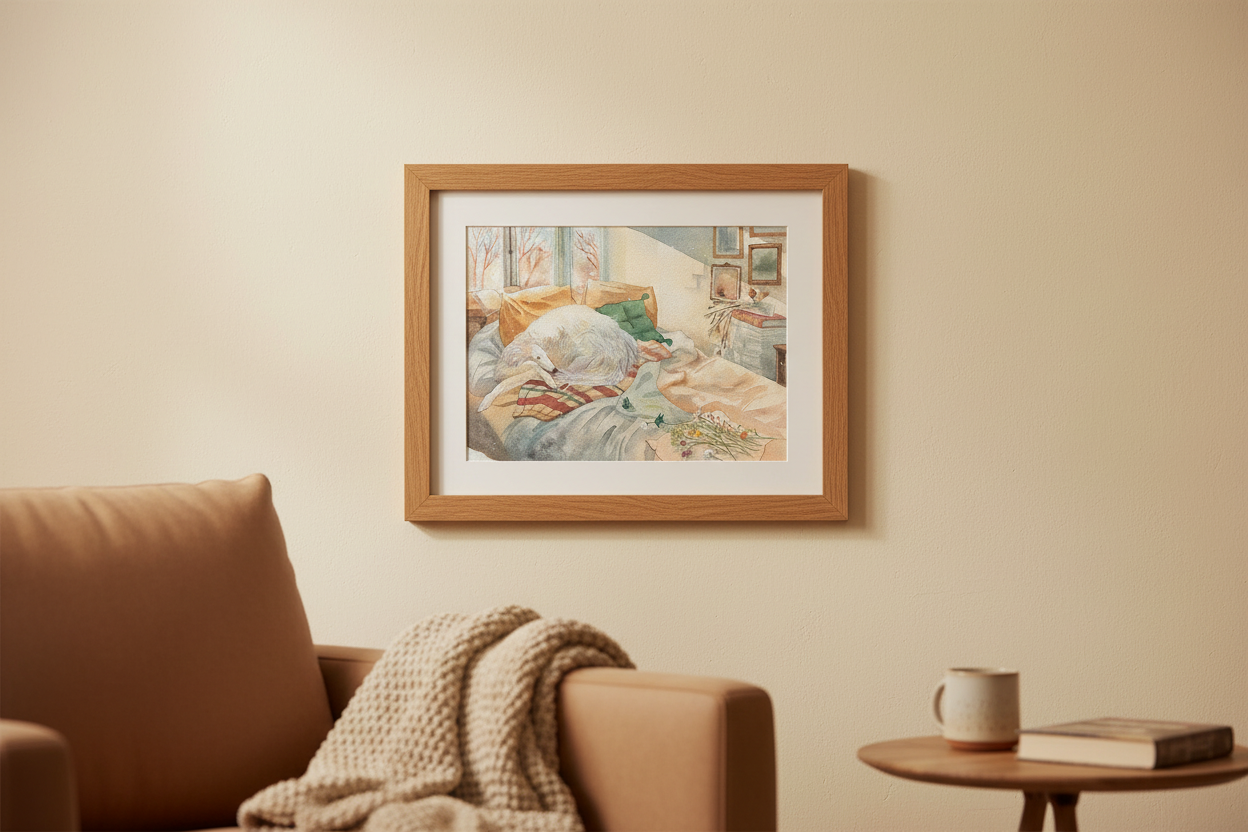 Borzoi - Oak Landscape Frame in Room