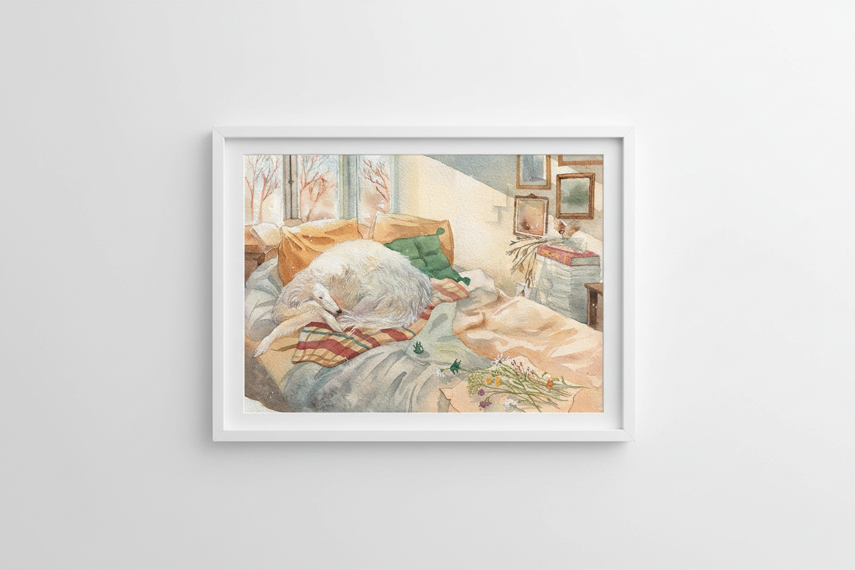 Borzoi - White Landscape Frame
