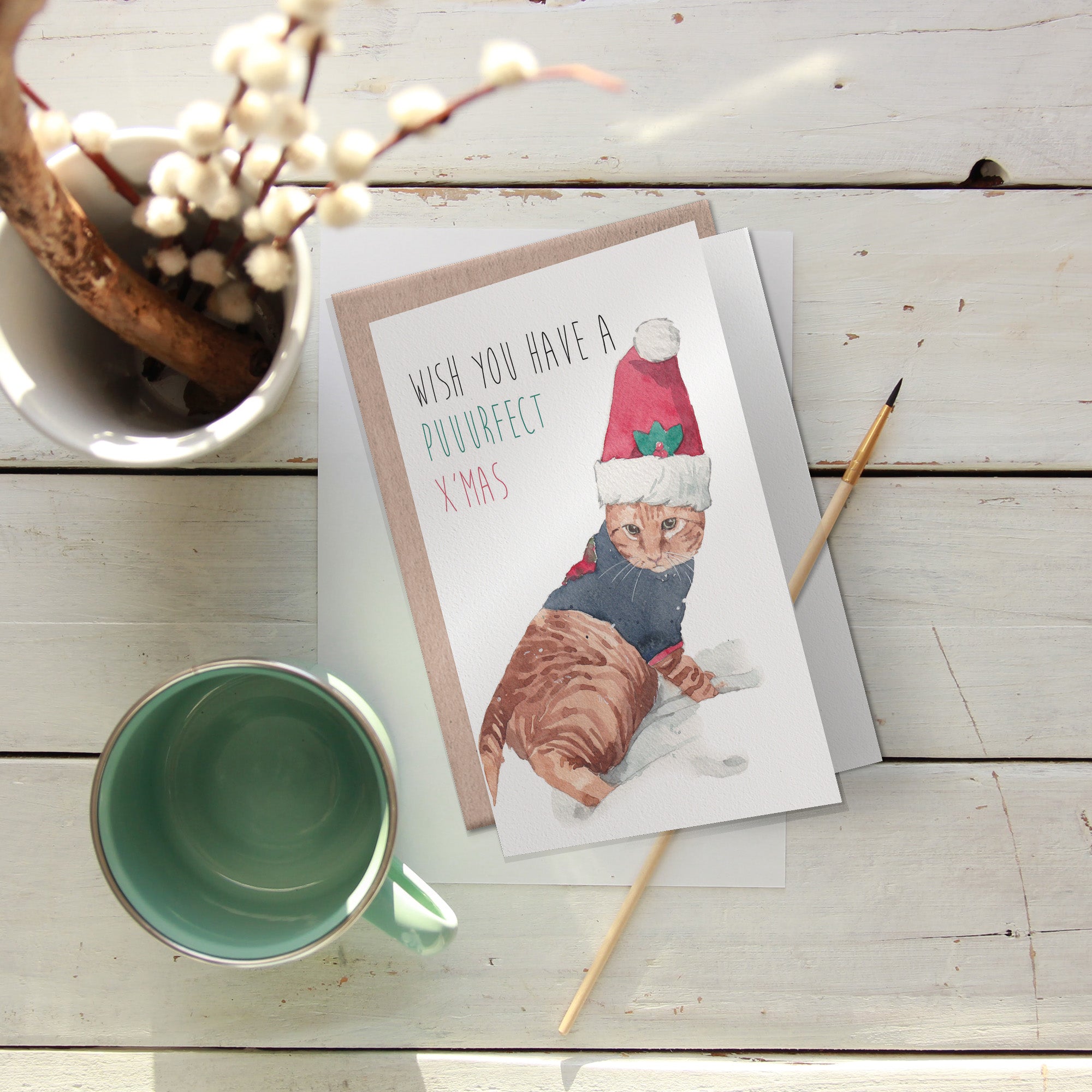 Perfect Christmas card for cat lover | Santa Cat