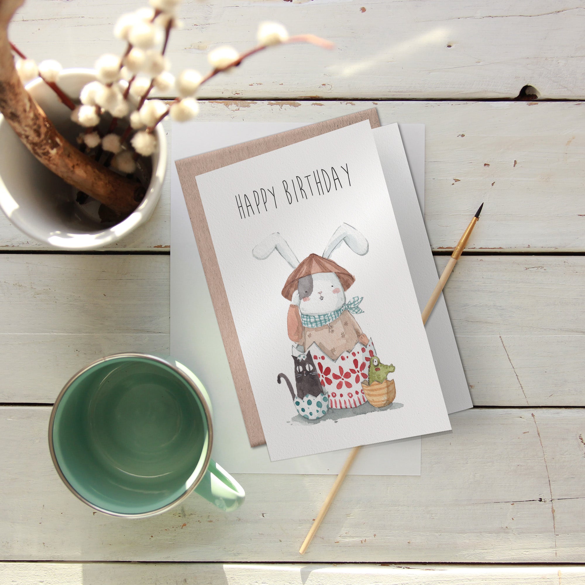 Super cute Birthday Card | farmer rabbit illustration