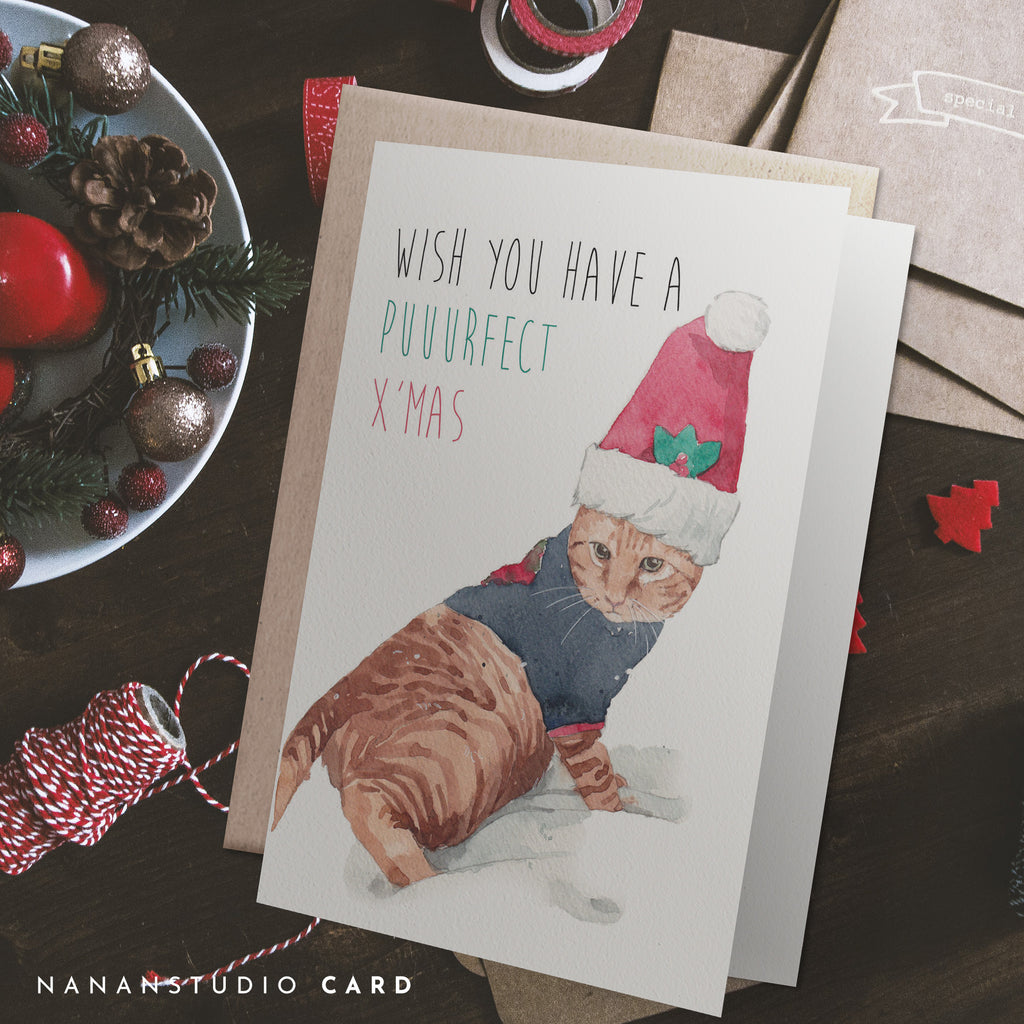 Perfect Christmas card for cat lover | Santa Cat