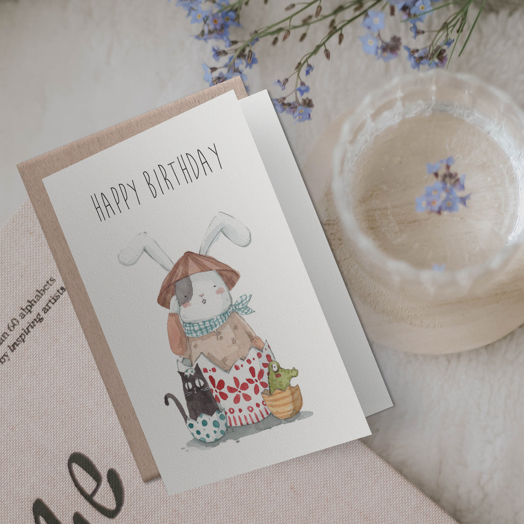 Super cute Birthday Card | farmer rabbit illustration