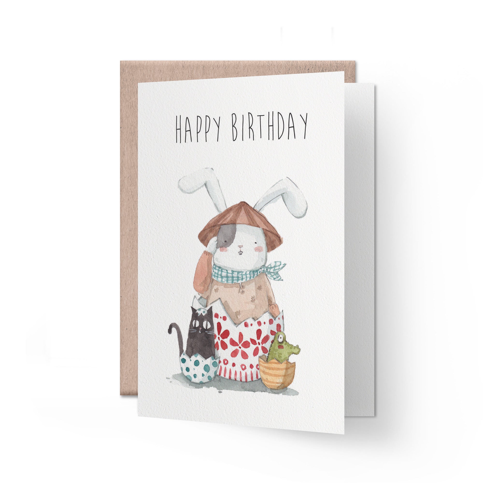 Super cute Birthday Card | farmer rabbit illustration