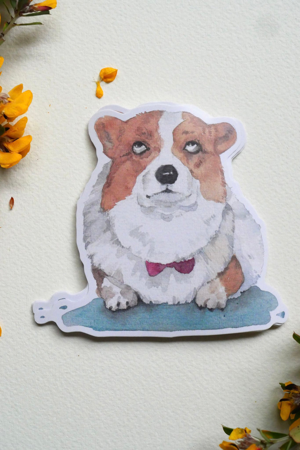 Eye-Rolling Corgi vinyl sticker