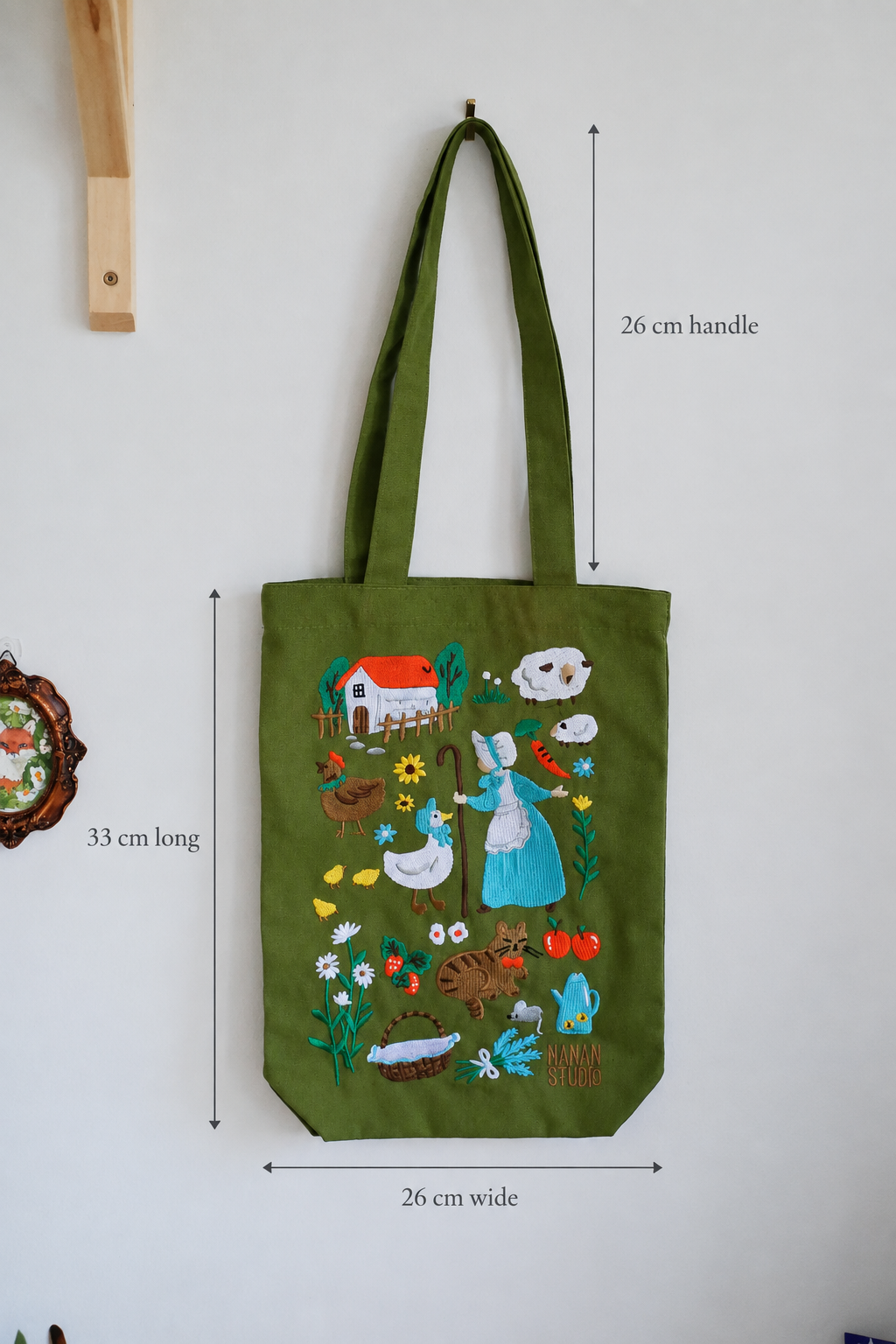 Cotton bag photo with dimensions