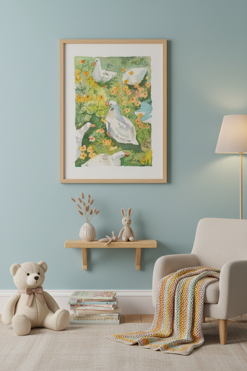 Ducks print in children's bedroom
