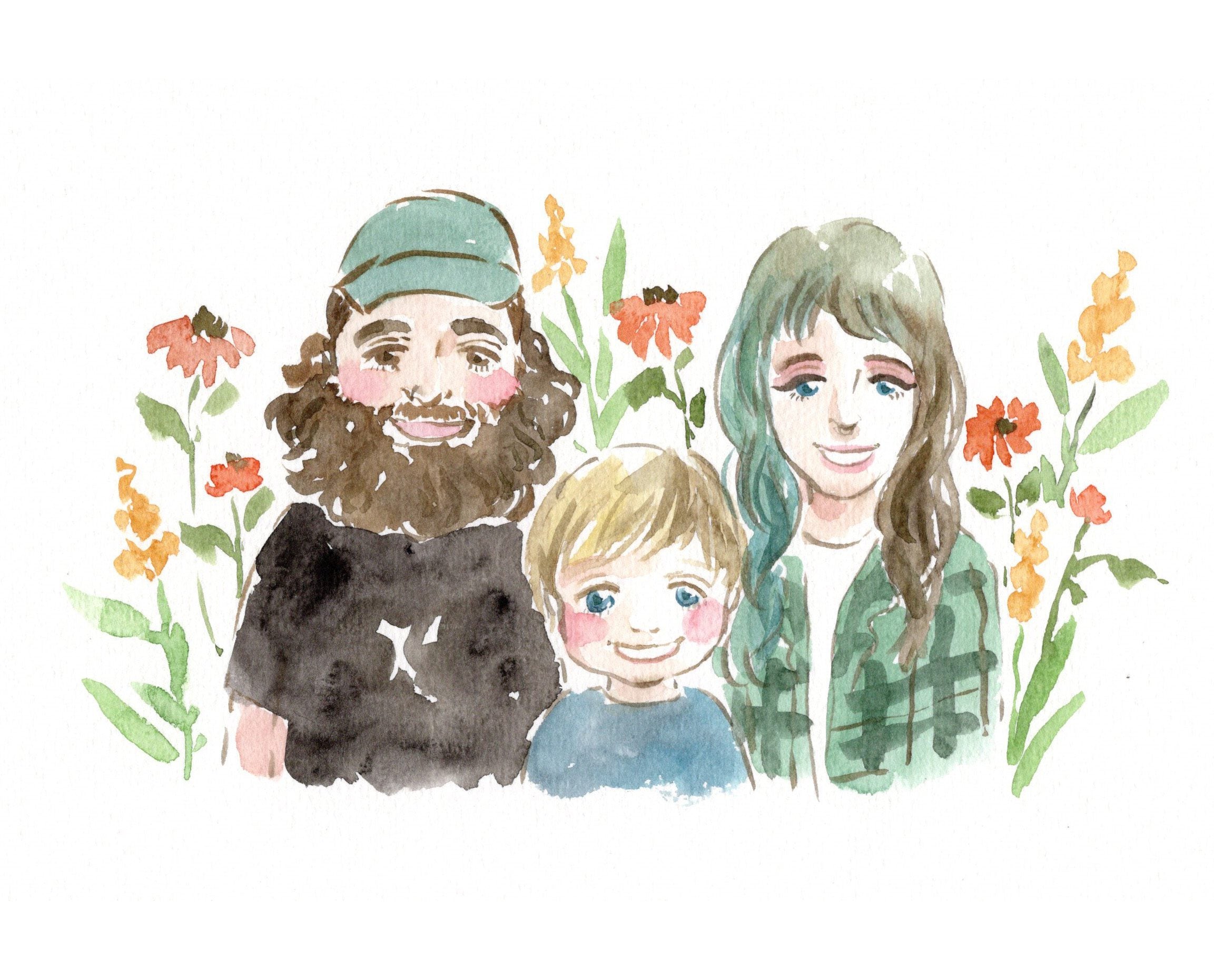 Chibi watercolour custom portrait