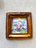 Vintage mini framed art | fluffy cat
