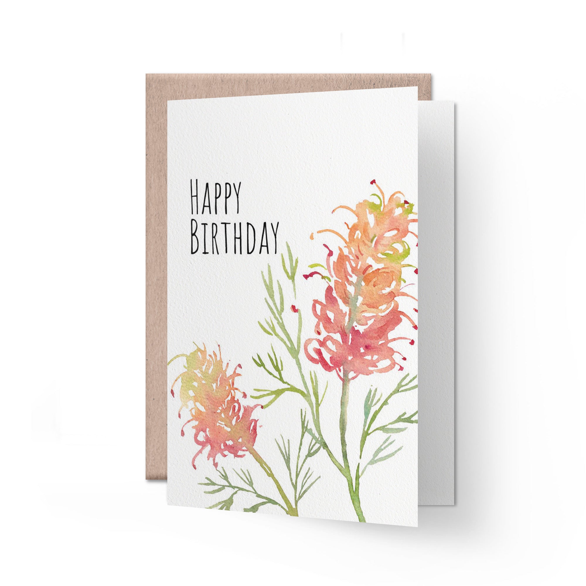 Birthday Card | beautiful watercolour yellow grevillea
