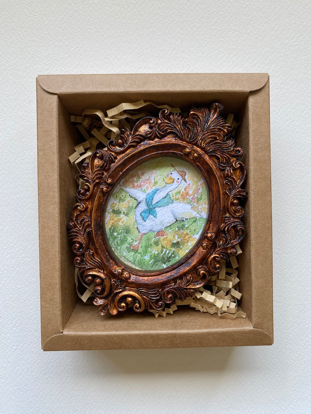 Happy duck | Vintage mini framed art