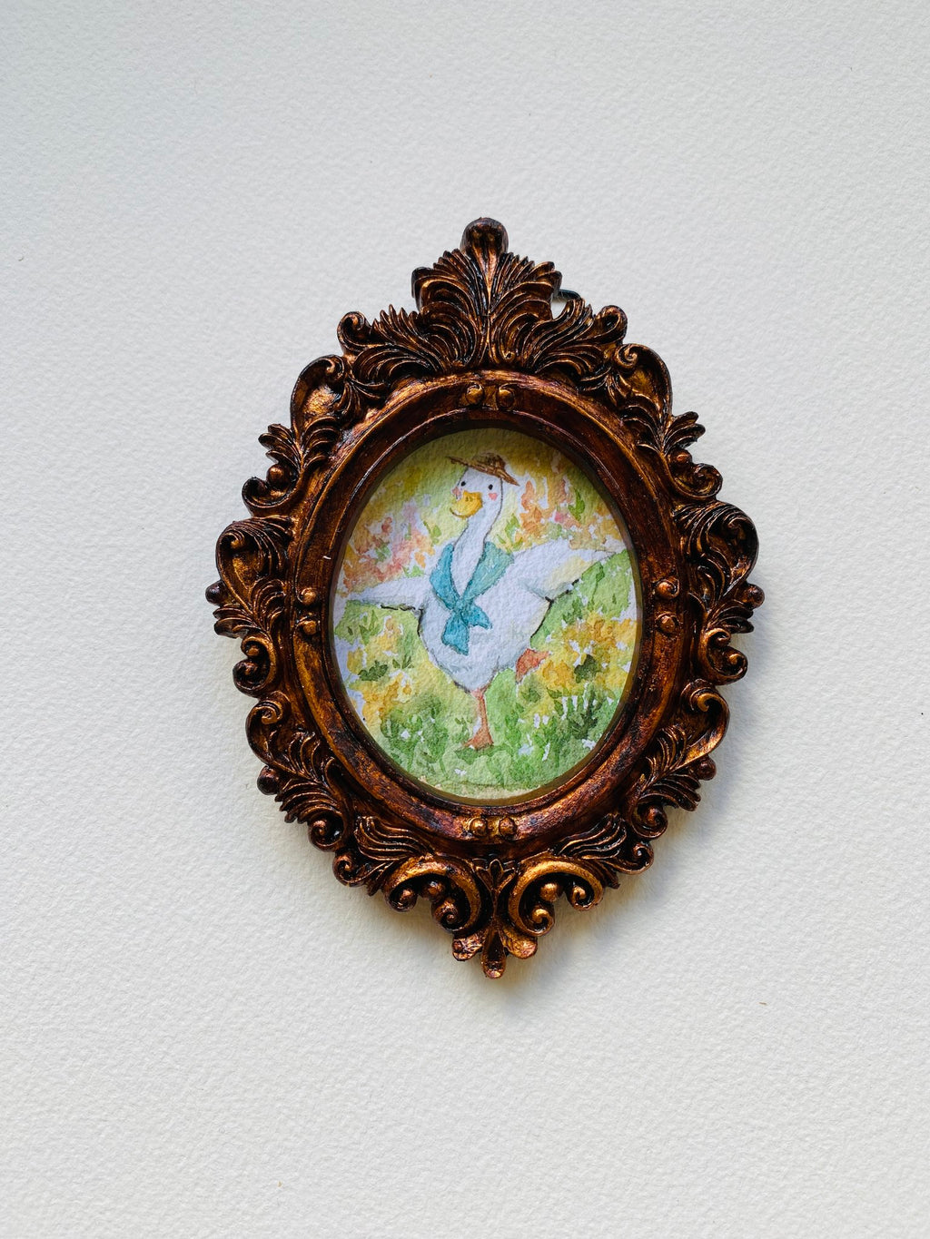 Happy duck | Vintage mini framed art
