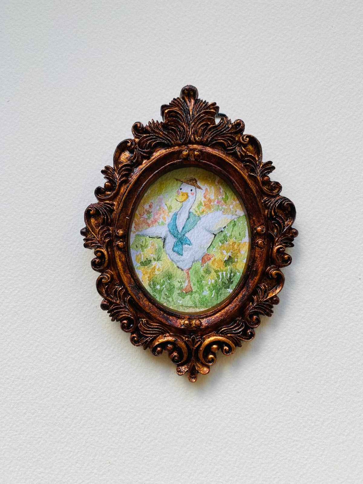 Happy duck | Vintage mini framed art