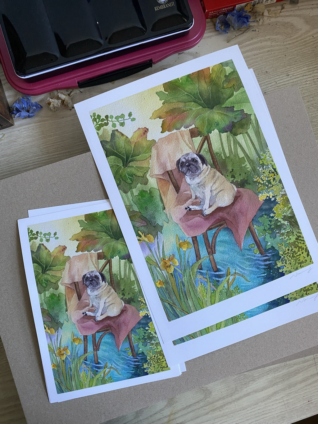 Rosie | watercolour pug art print