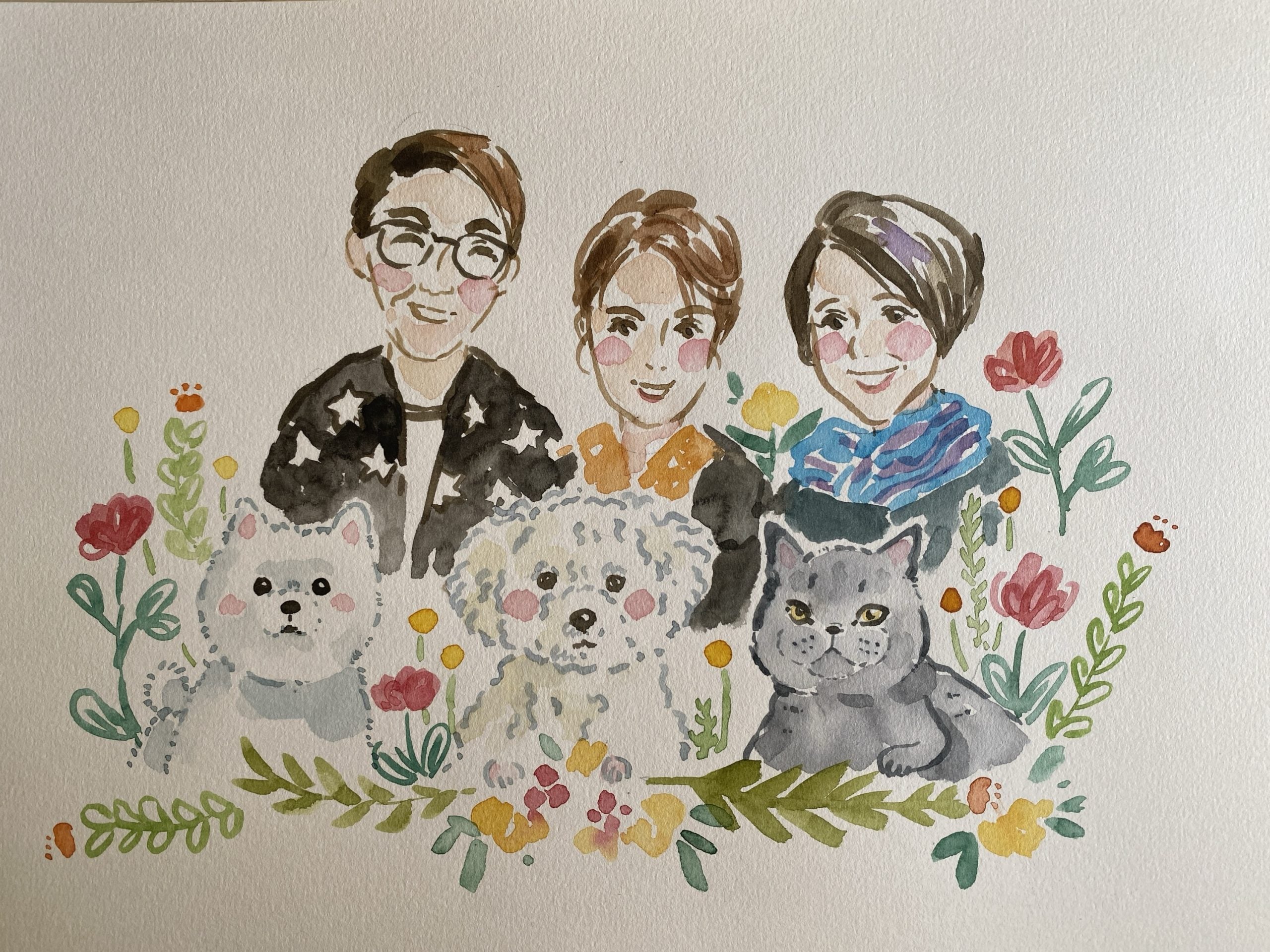 Chibi watercolour custom portrait