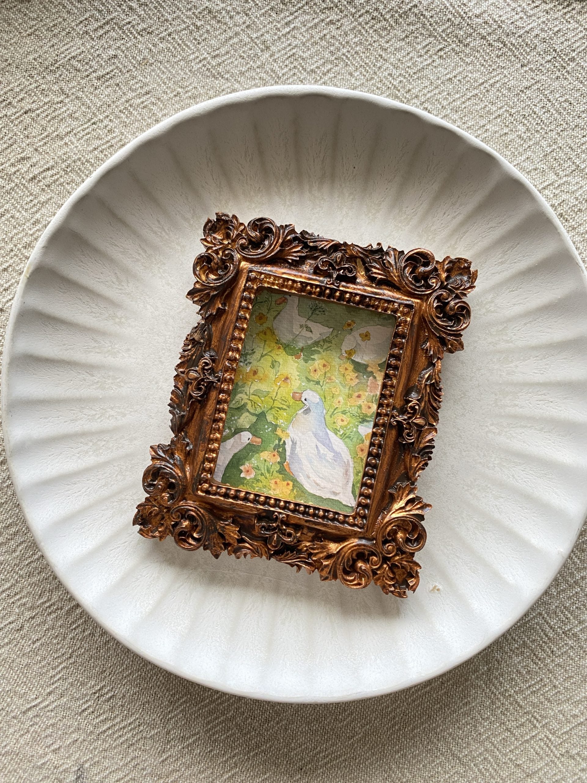Vintage mini framed art | Ducks