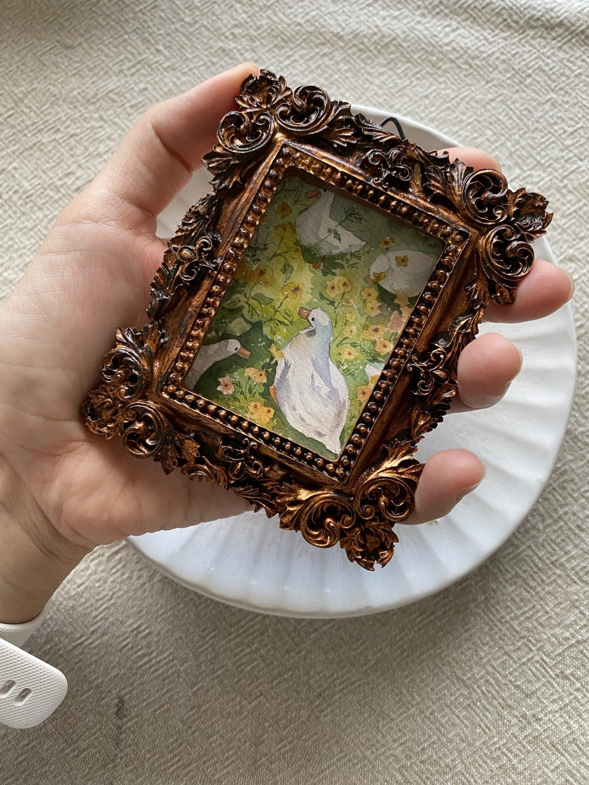 Vintage mini framed art | Ducks