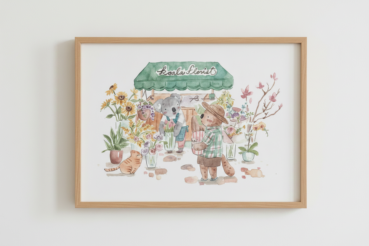 Koala Florist Landscape Frame Zoomed