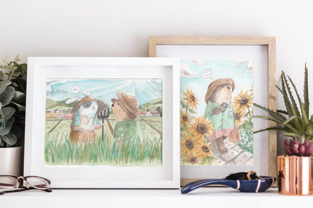 Mr. Rabbit print shown with the range of available sizes