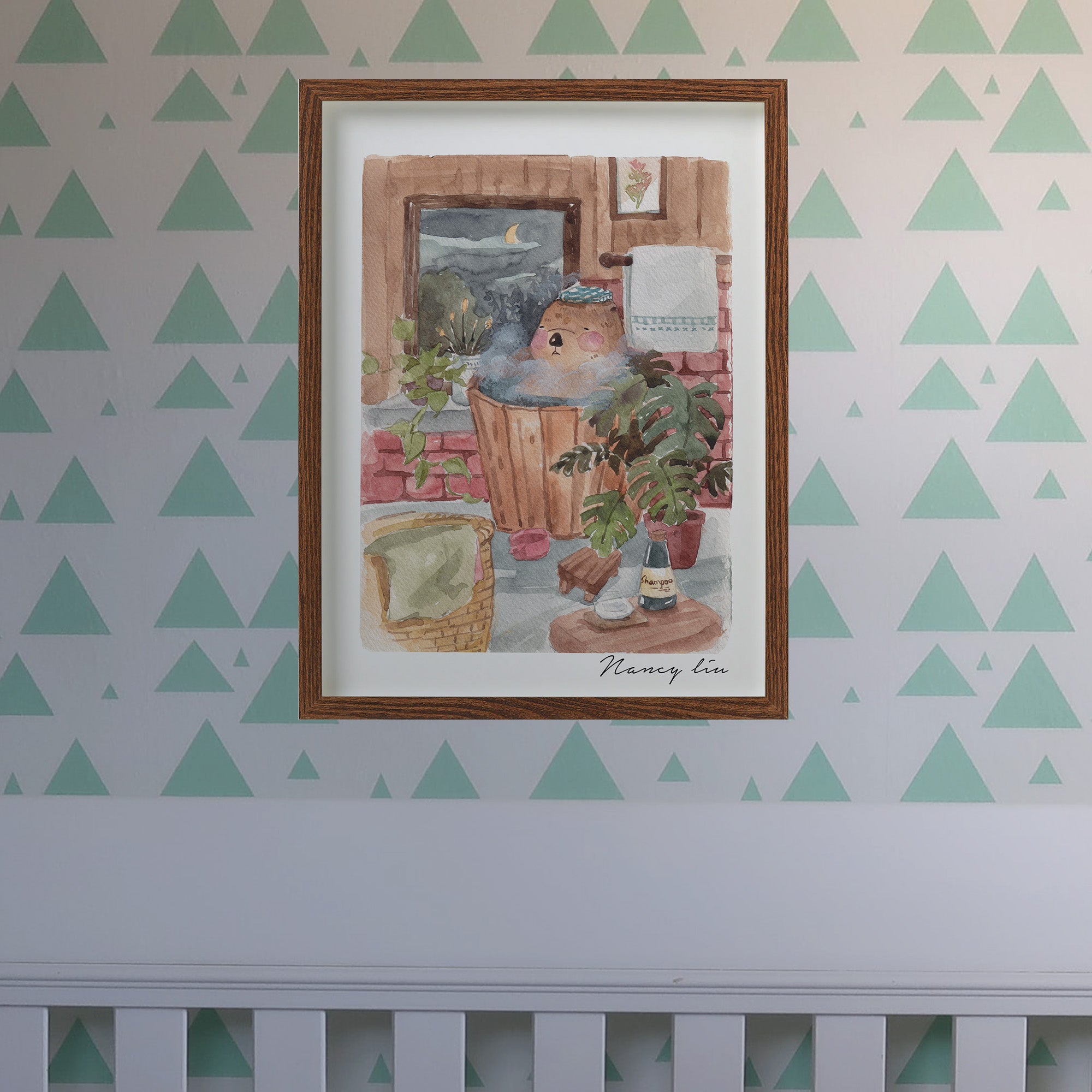 Mr. Otter bath print laid flat with the artist's signature visible